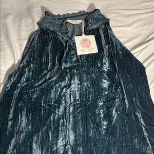 Marie Oliver Crushed Velvet A-Line Skirt in Deep Teal